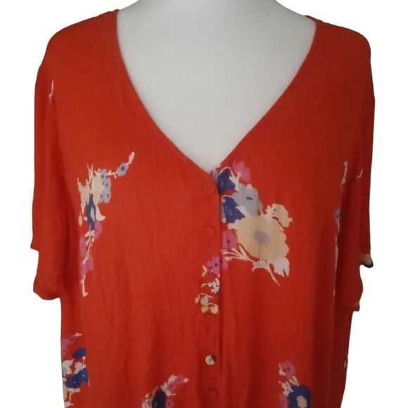 Mod Cloth Breezy Tendency Crop Top Floral Tie Front Oversized Drapey Size 2X - Picture 7 of 10